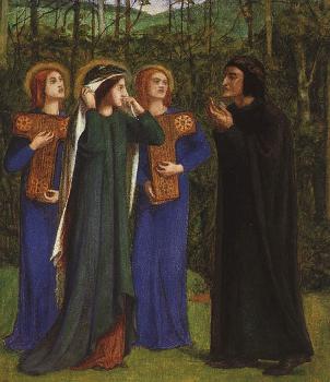Dante Gabriel Rossetti : The Meeting of Dante and Beatrice in Paradise